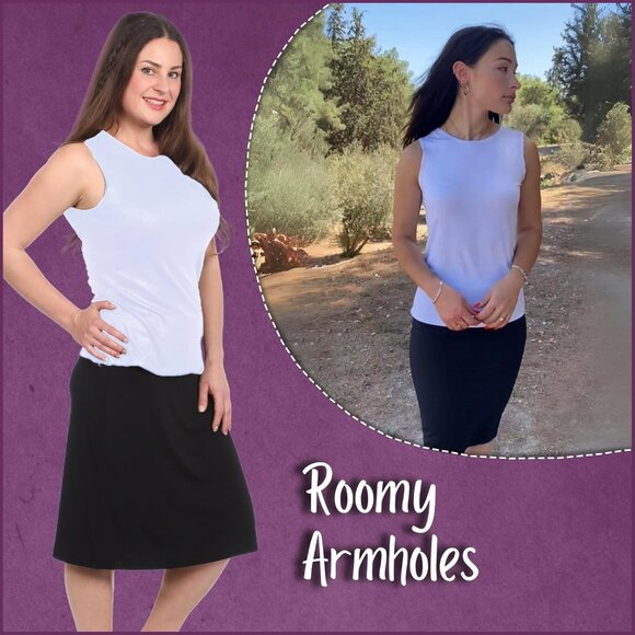 Modest High Neck Tank Top Women's Sleeveless Breathable Stretchy Casual - Picture 3 of 5